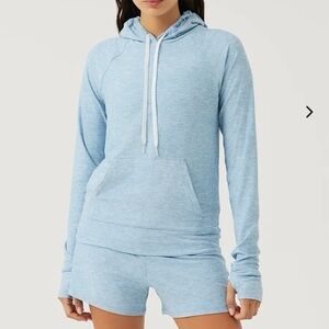 NWOT Outdoor Voices CloudKnit Hoodie in Heathered Light Blue